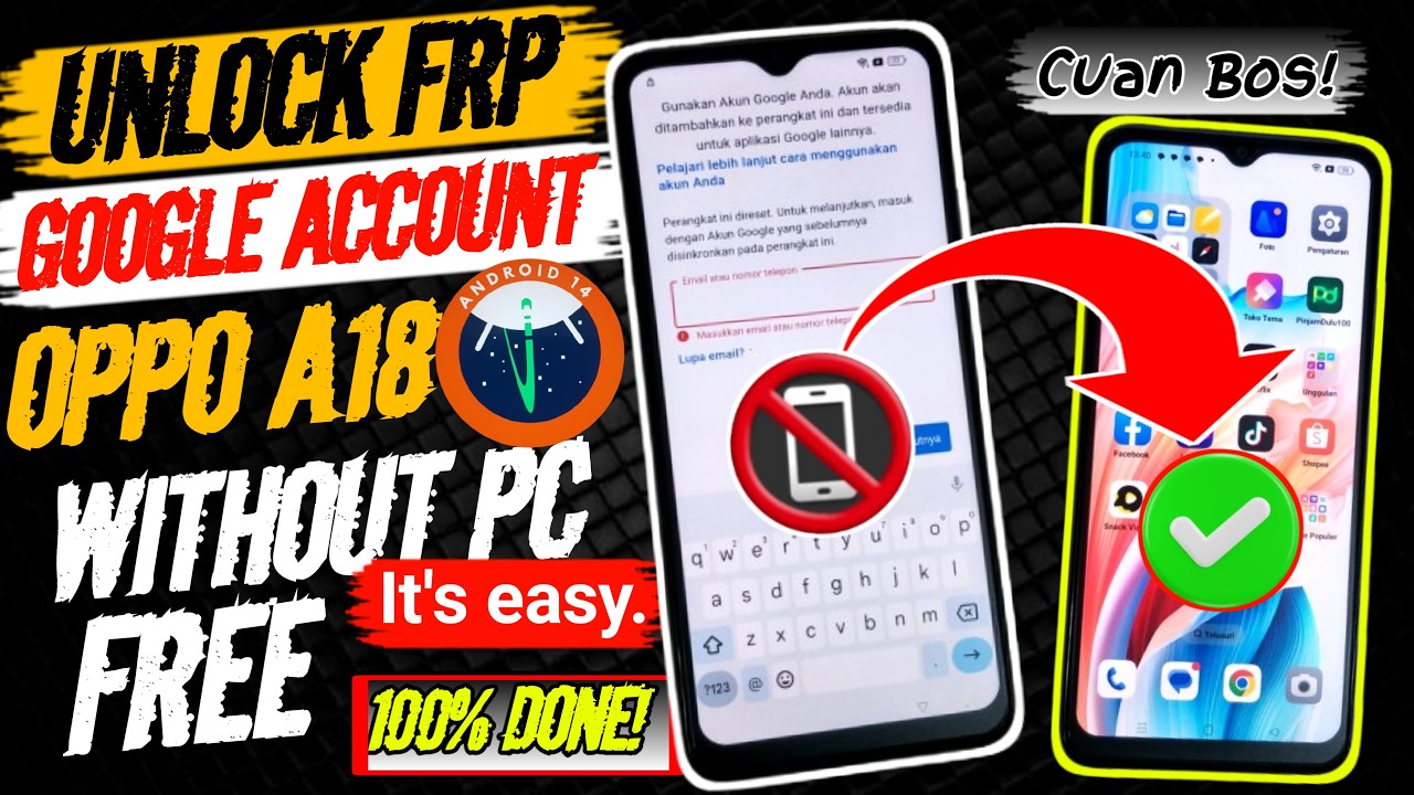 BYPASS FRP GOOGLE ACCOUNT OPPO A18 ANDROID 14‼️ FREE WITHOUT PC  ⁉️