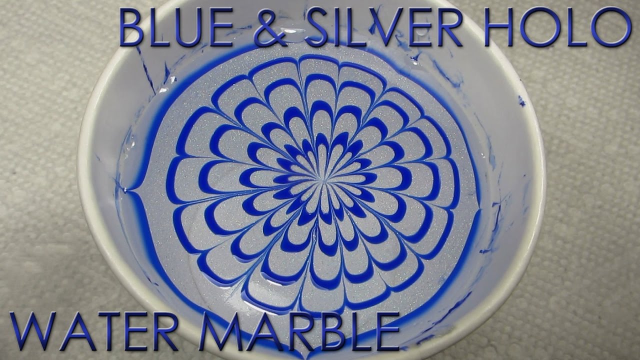 Blue & Silver Holo Water Marble | 12 Days of Christmas Nail Art | DIY Tutorial