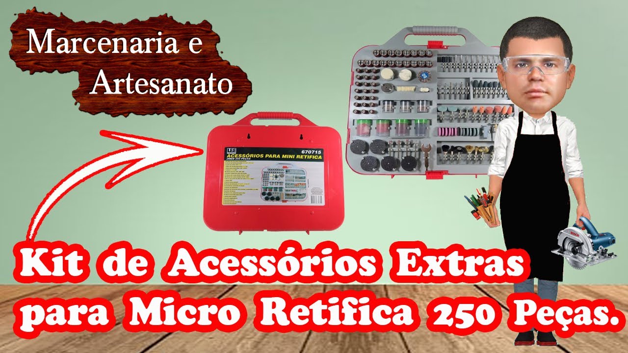 KIT de Acessórios para Micro Retifica - 250 peças