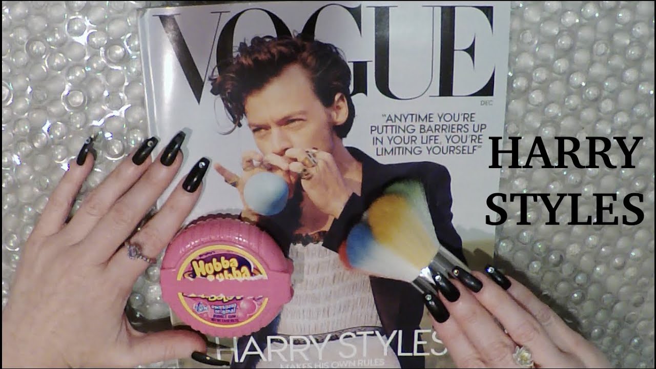 ASMR Gum Chewing Magazine Flip Through | HARRY STYLES | Vogue | Tingly Whisper
