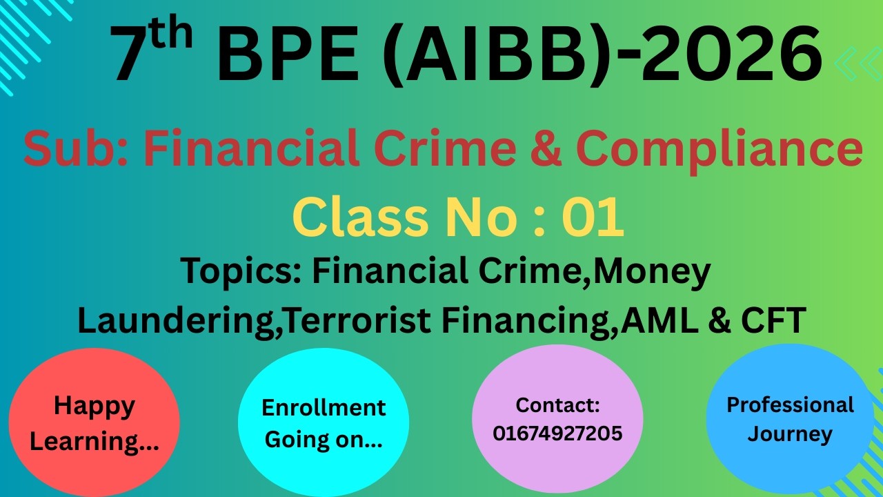 7th BPE (AIBB)_Financial Crime _Class 01 _Financial Crime, Money Laundering _Terrorist Financing