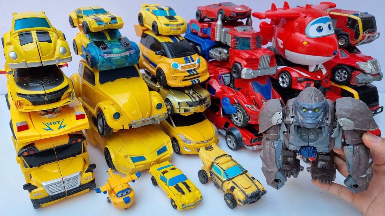 Full TRANSFORMERS Robot Kuning & Merah Mobil Tobot: Leader OPTIMUS PRIME & BUMBLEBEE (Animasi)