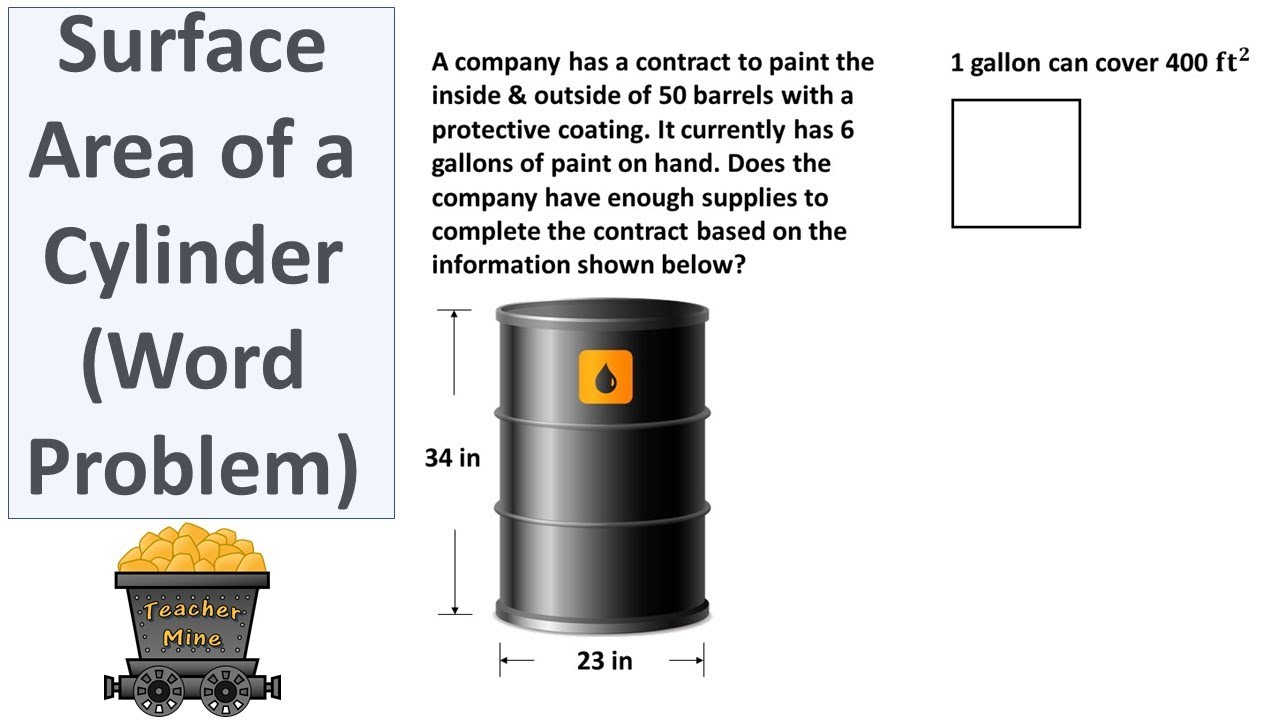 Surface Area of a Cylinder (Word Problem)