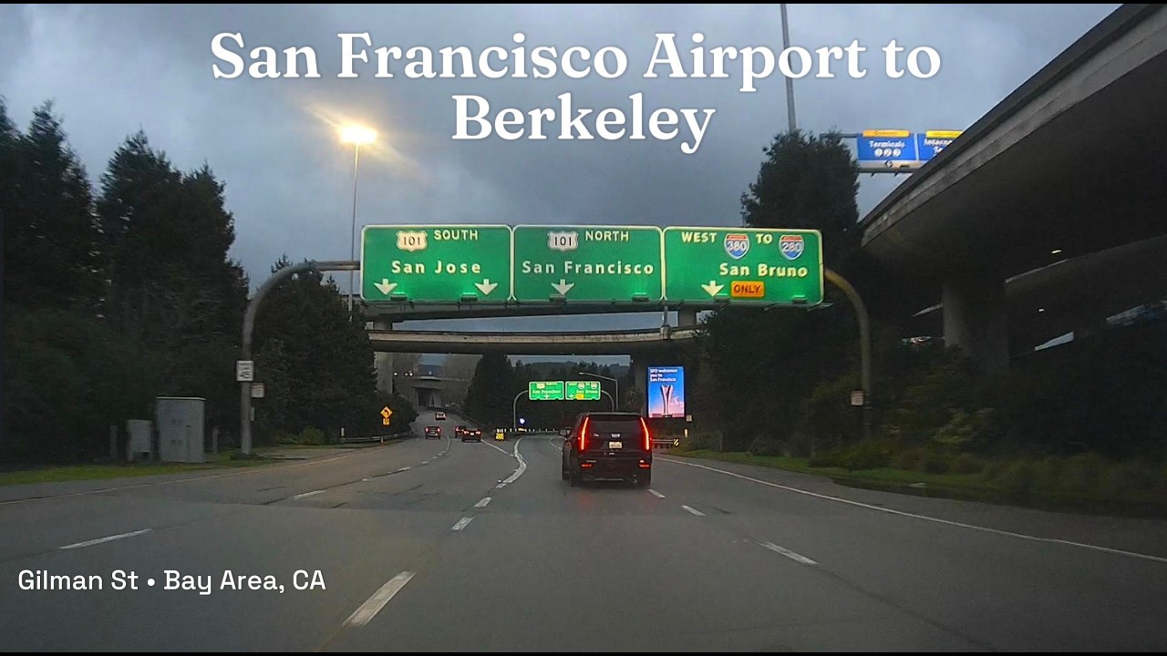 San Francisco Airport to Berkeley California Driving Tour 4K | US-101 Rainy via Gilman | No Music