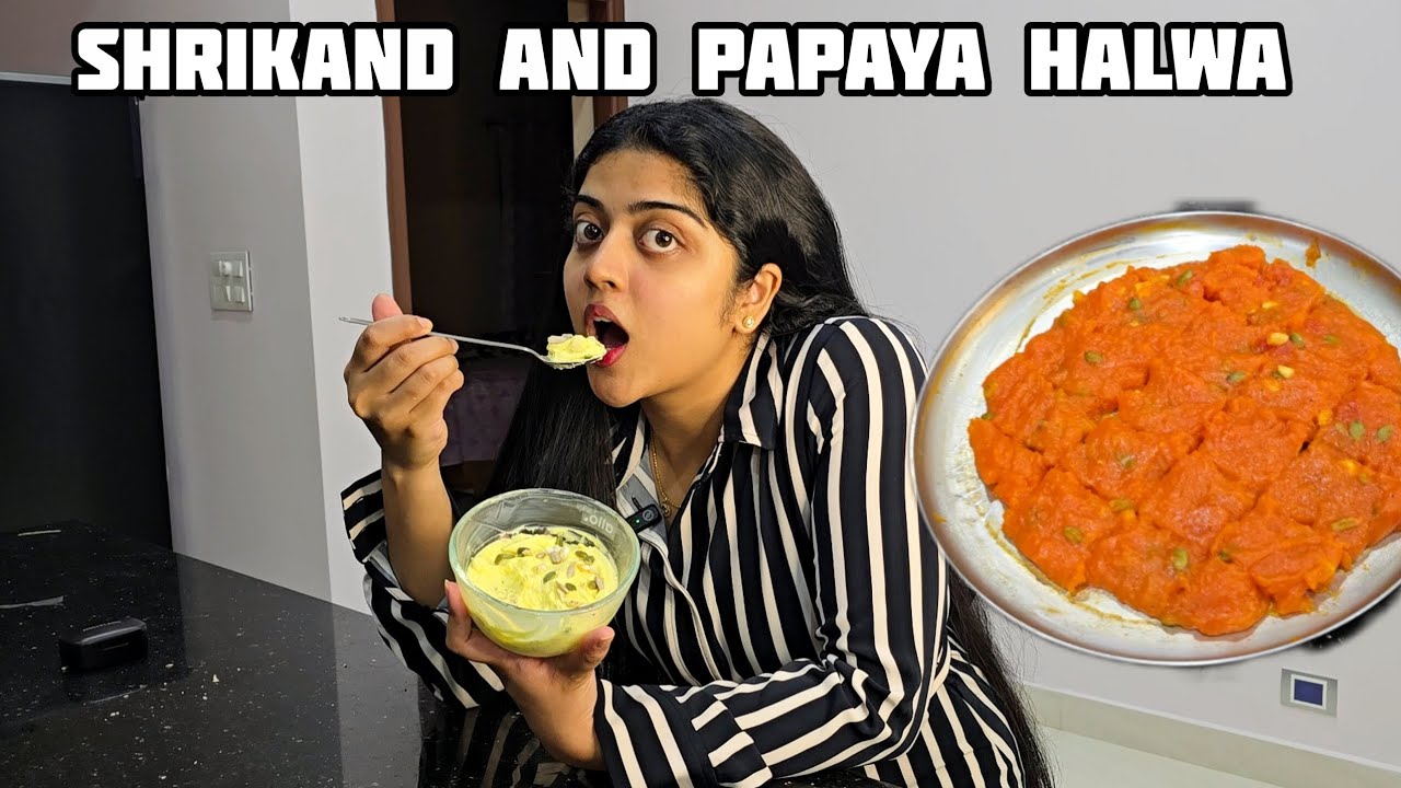 Shrikand and papaya halwa | First Sweet Recipe 