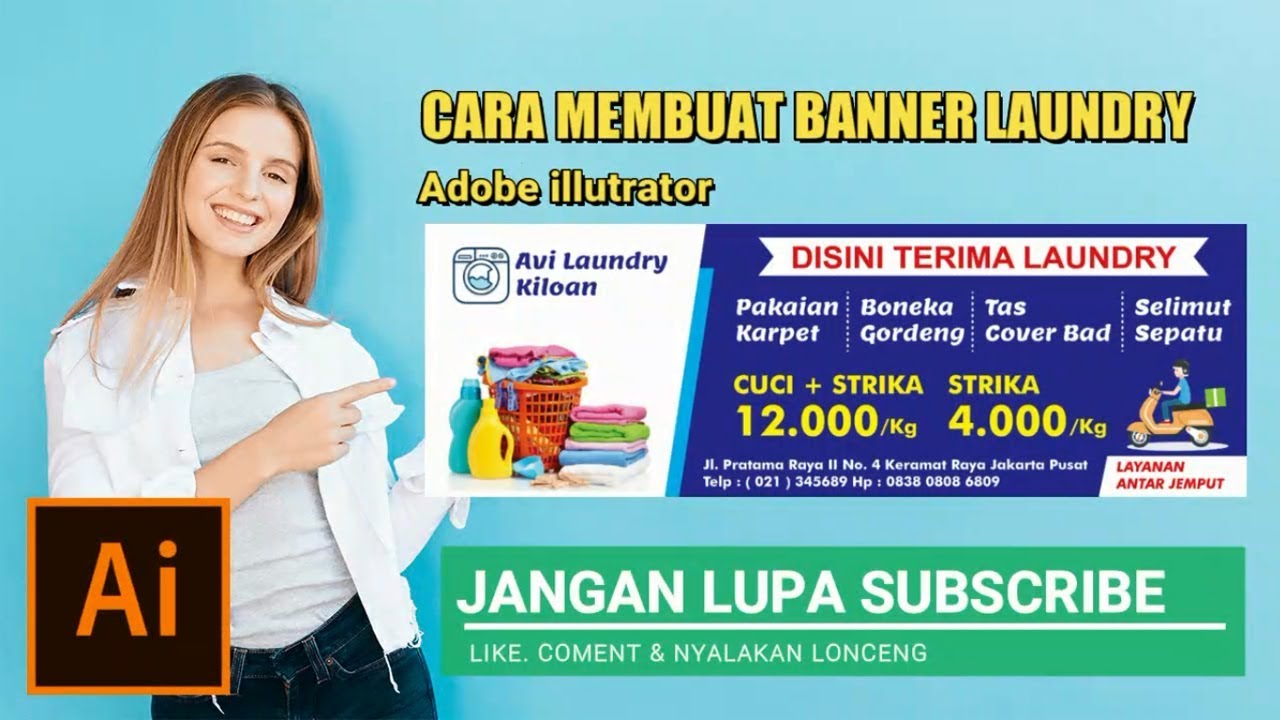 Cara membuat banner laundry | Adobe Illustrator