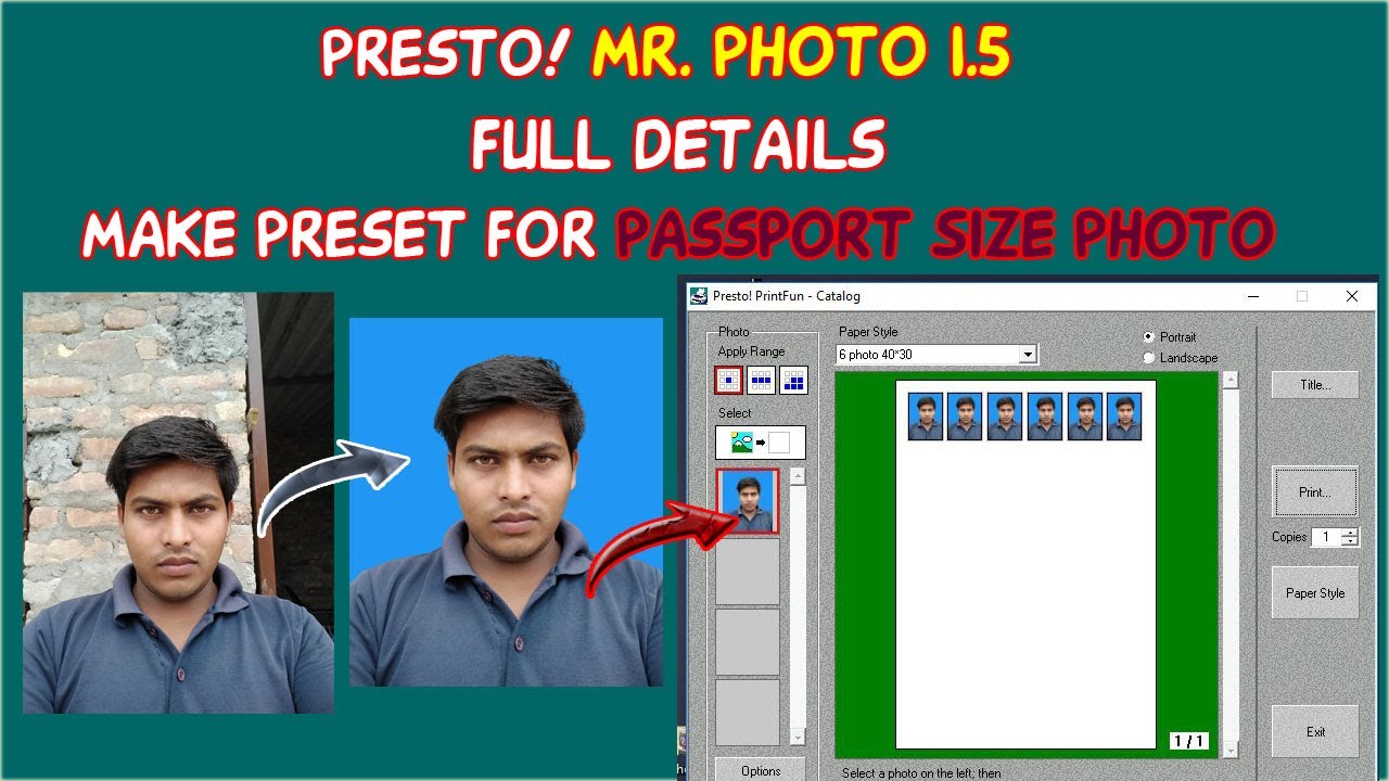 ONLY 1 Minute Passport Photo, Mr. Photo 1.5 Full Details and Make Preset For Passport Size Photo