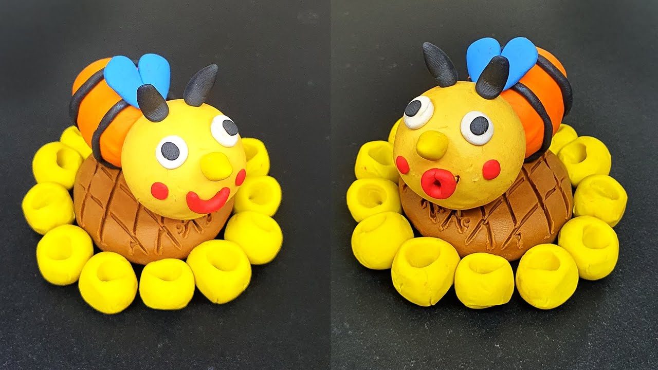 clay art for kids, bee Clay Toys Making, how to make a bee clay modelling for kids