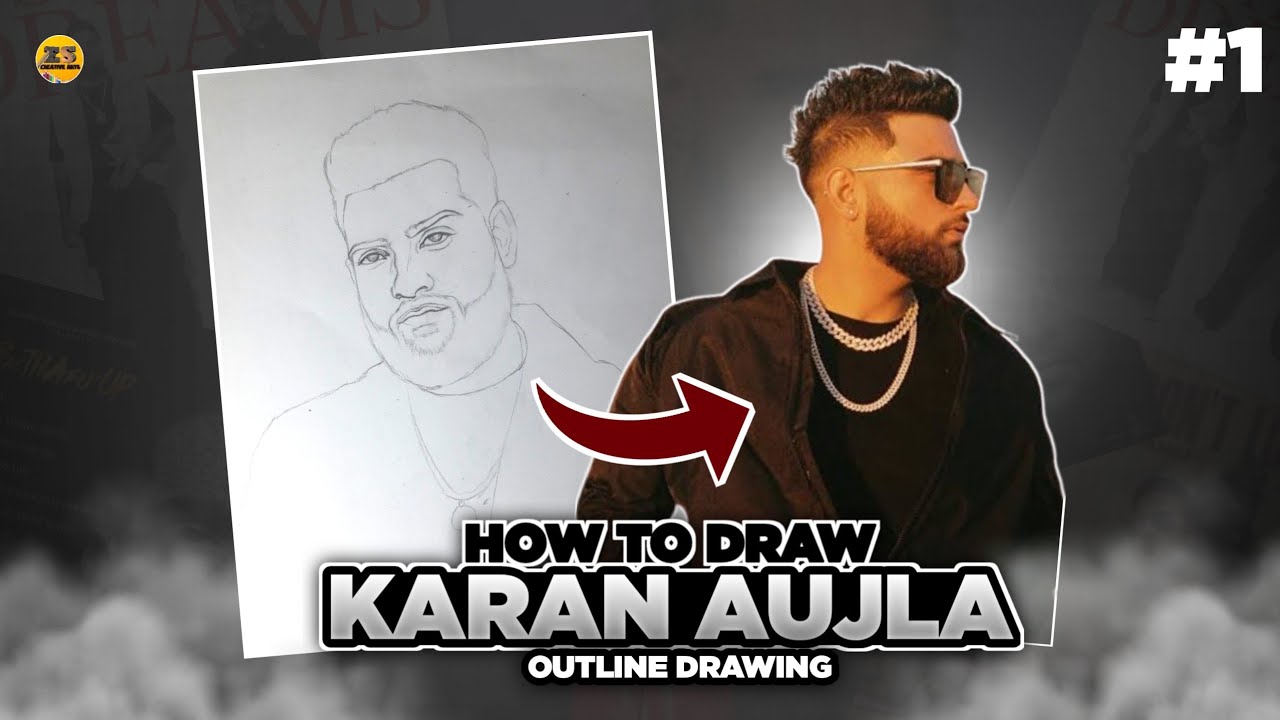 How To Draw Karan Aujla || Episode -1 || Step By Step Outline tutorial || ES Creative Arts ||