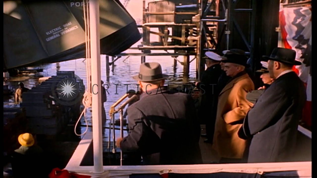 Keel laying of the Polaris submarine USS Lafayette (SSBN-616) in Groton, Connecti...HD Stock Footage