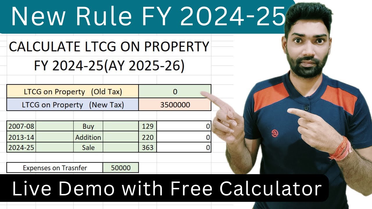 Capital gain calculation on sale of property/land FY 2024-25 | New Tax Rate on LTCG | Income tax Act