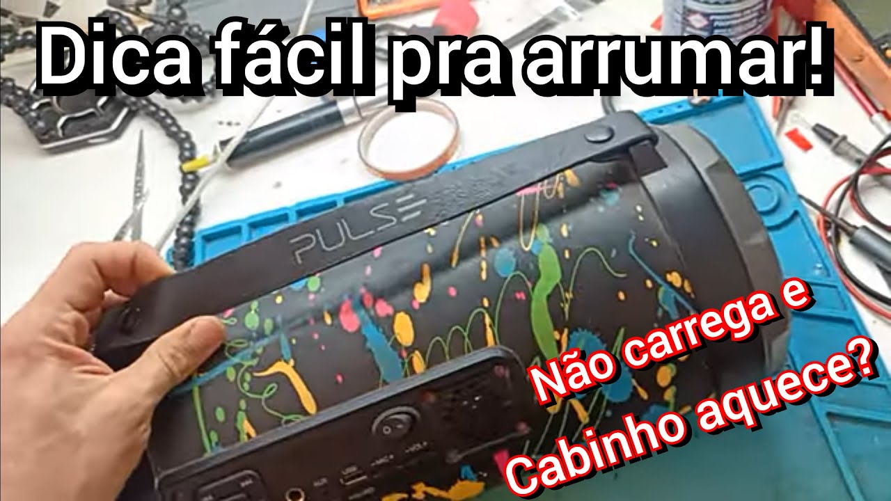 caixa som PULSE modelo SP362 n&atilde;o carrega, cabinho do carregador esquentando, n&atilde;o sobe carga⚡