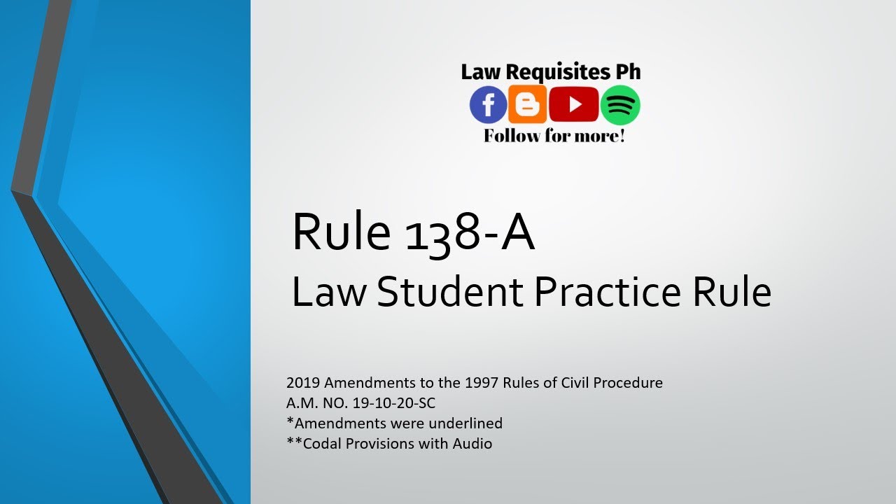 Rule 138-A of the 2019 Revised Civil Procedure, Rules of Court,(A.M. NO. 19-10-20-SC)Codal and Audio