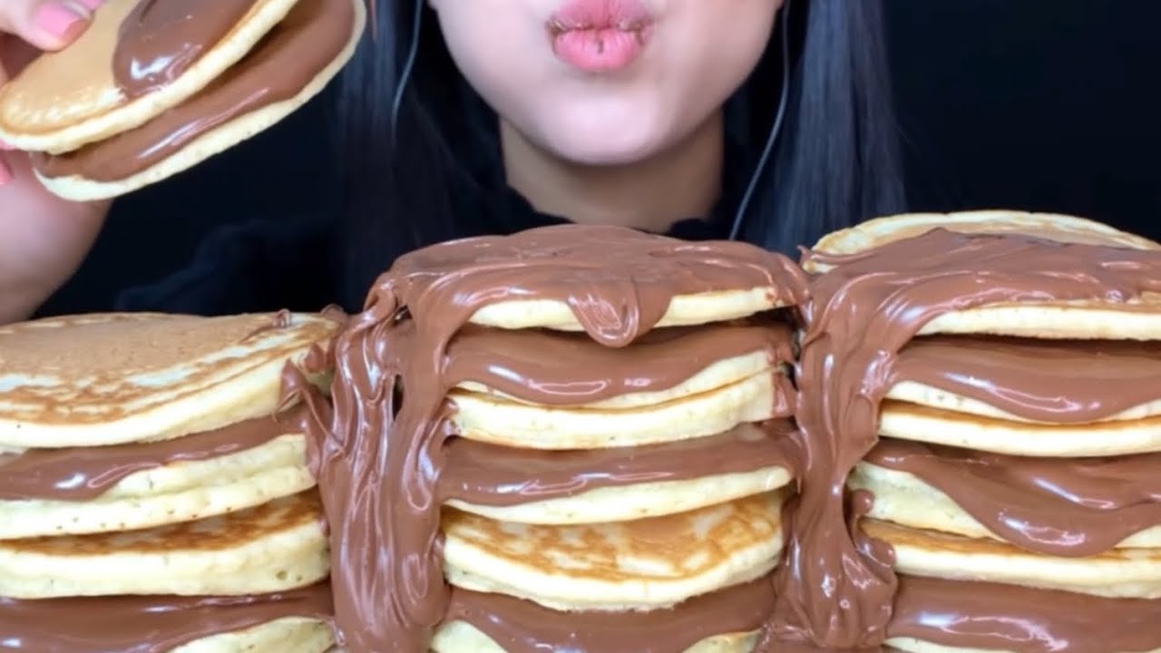 Satisfying ASMR Nutella Sandwich & Pancake Muckbang: Indulgent Eating Sounds That Make You Crave!🥞🍞