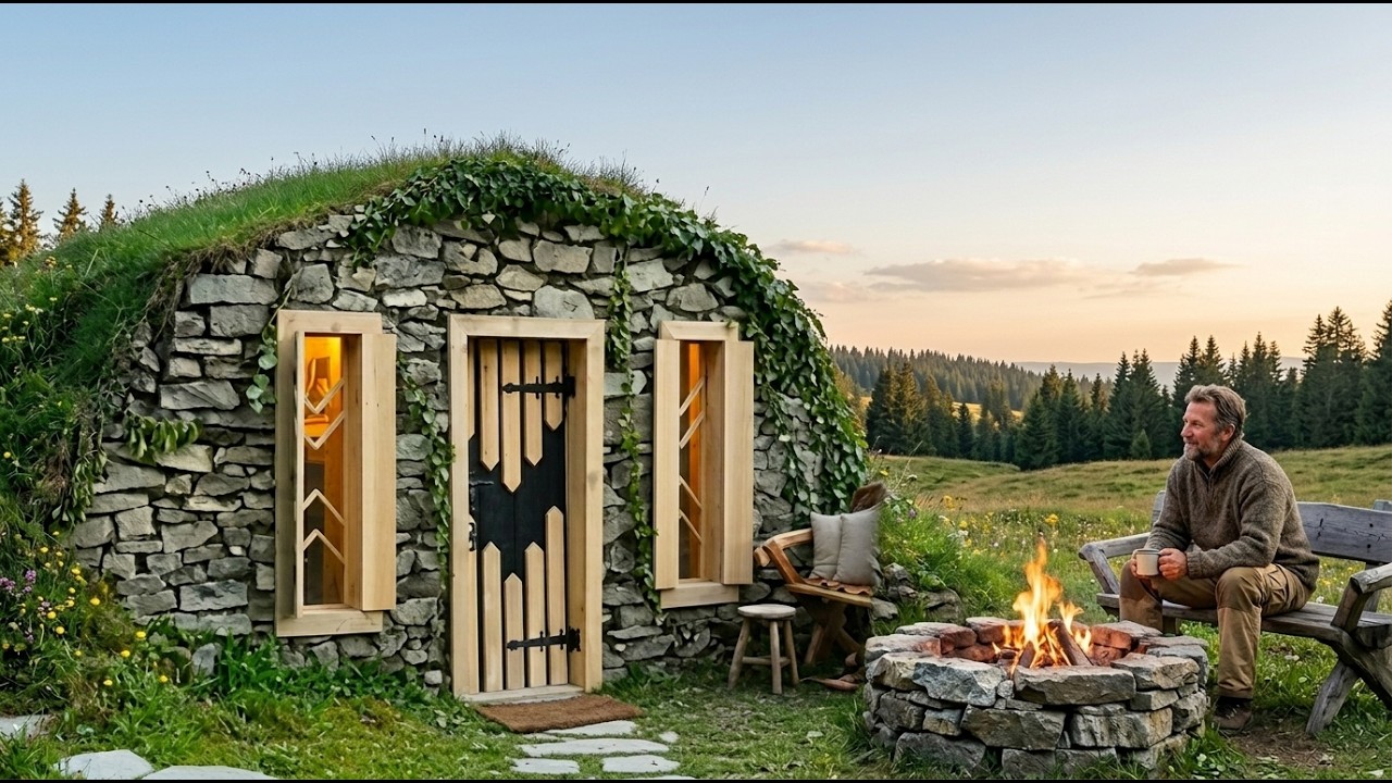 275lb Man Builds the ULTIMATE Secret Wilderness Cabin