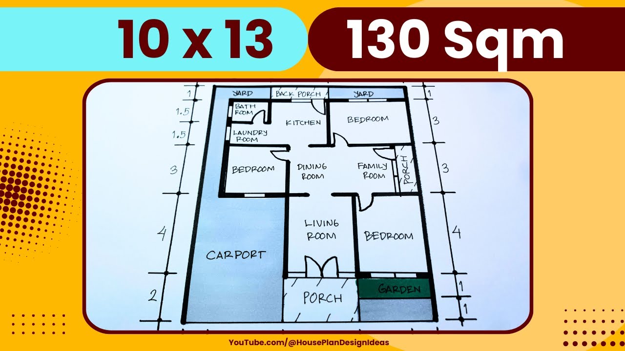 План дома 10x13 метров площадью 130 квадратных метров 3 спальни