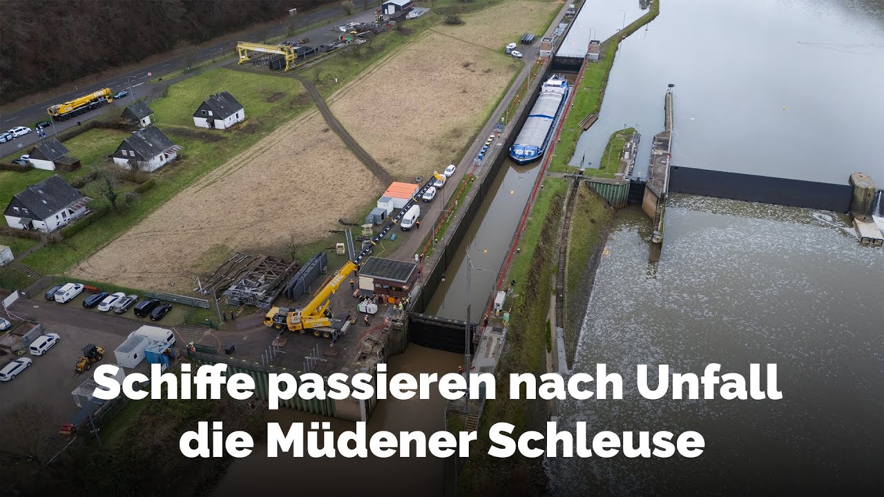 Erste Notschleusung in Müden auf der Mosel gelungen