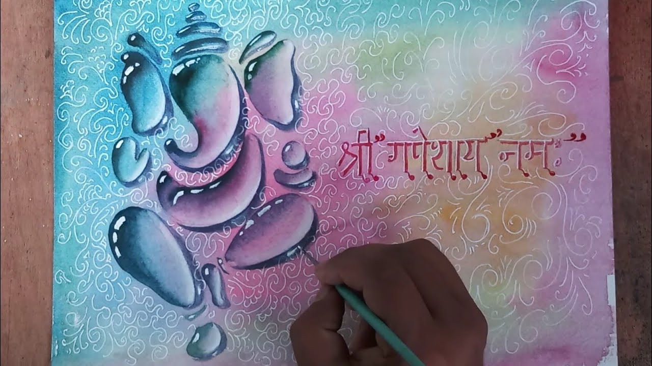 Ganesh Chaturthi Painting #2 | Ganapati Drawing | Abstract Watercolour