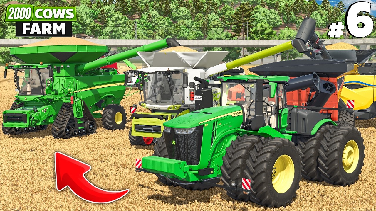 Big WHEAT FIELD Harvest + 5,00,000 LITERS Transporting | 2000 COWS FARM | Farming Simulator 25