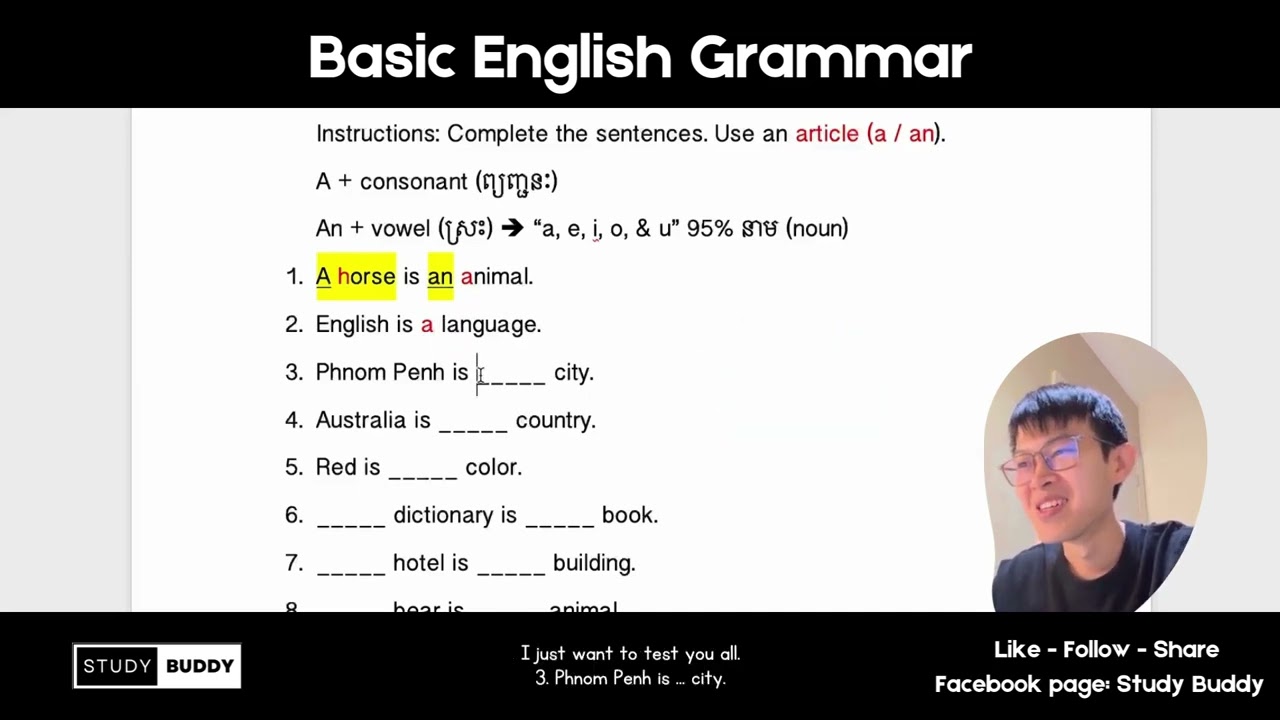 Basic English Grammar  | Using Be Is 