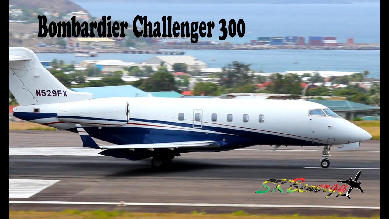 Double !!! Bombardier Challenger 300 departing St. Kitts R.L.B Int'l Airport