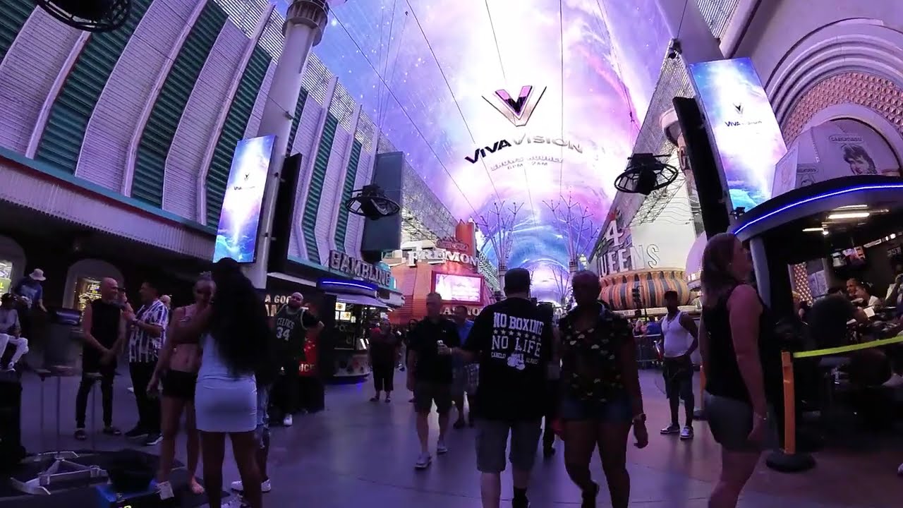 Fremont Street Saturday Afternoon.  Las Vegas crowds are starting to gather.