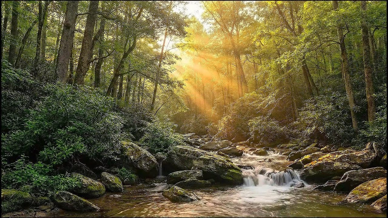 Magical Forest Atmosphere, Flowing Water, Forest Sounds, Birds Chirping - Nature Sounds River Flow