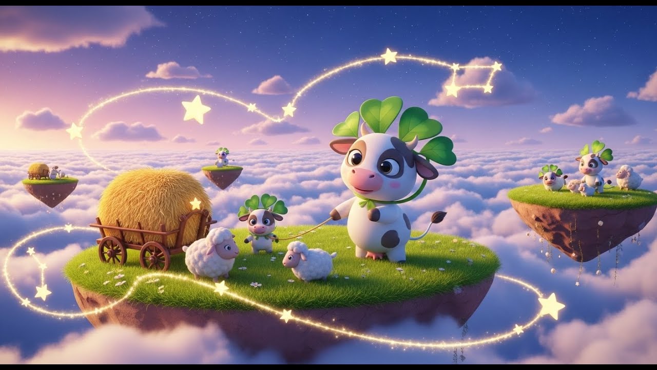Gentle Cow Clover Moo Moo Lullaby 🐄🌙 | Baby Bedtime Lullaby for Kids