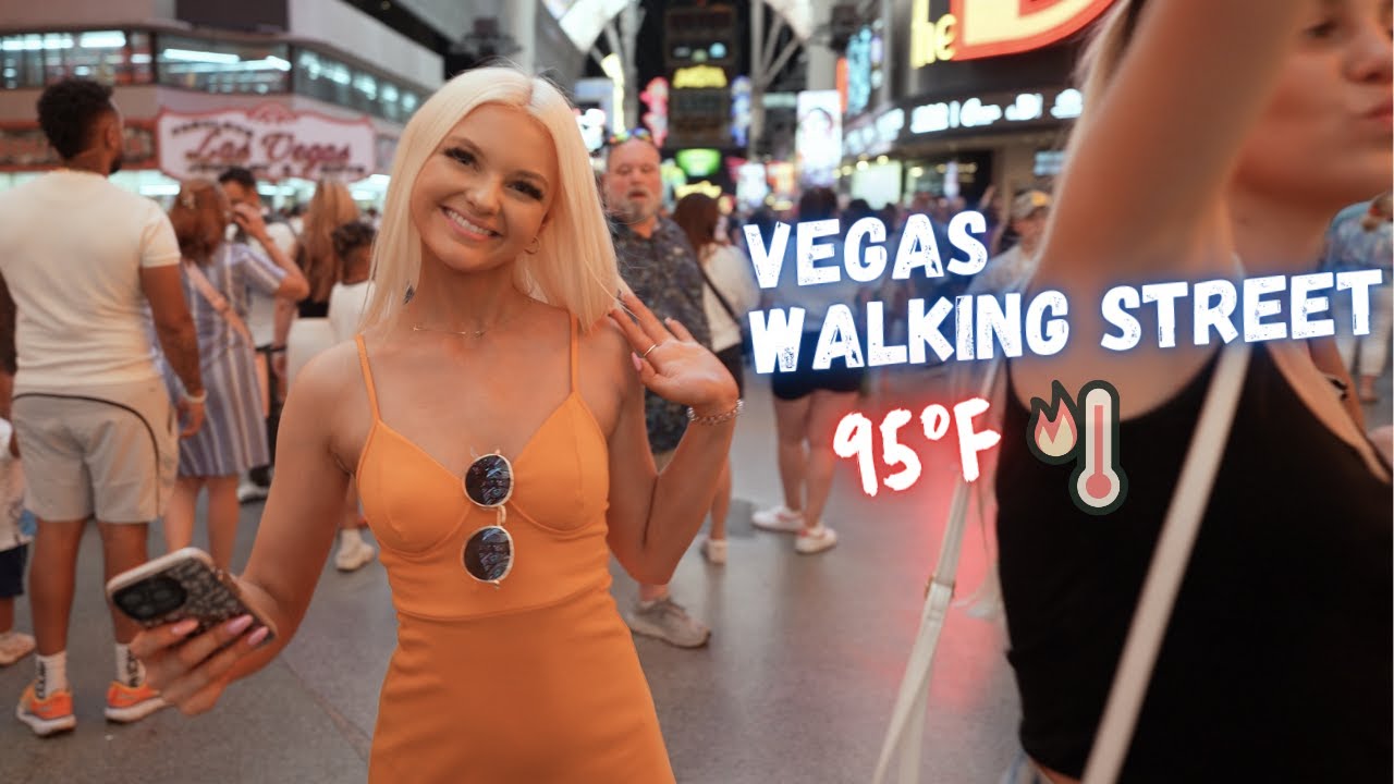 Fremont Street Las Vegas, Hot night, walking tour