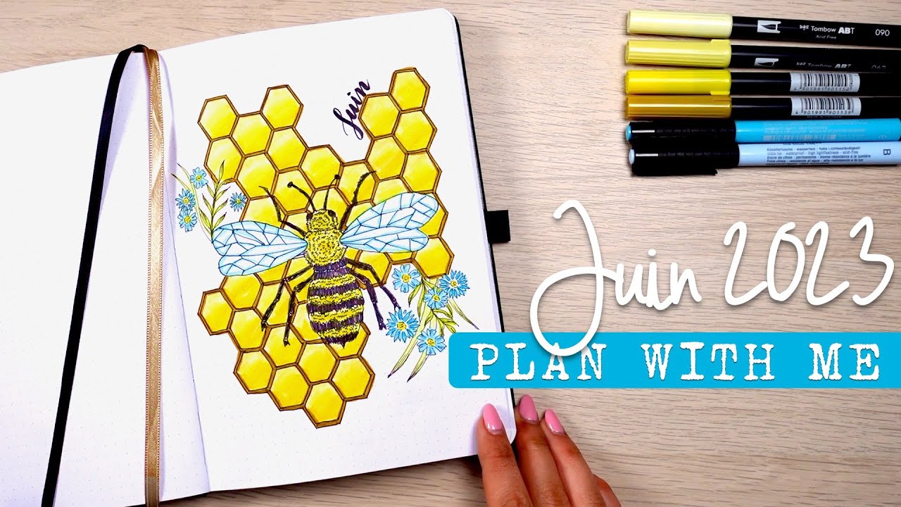 Bullet Journal JUIN 2023 | PLAN WITH ME : Miel et abeilles !