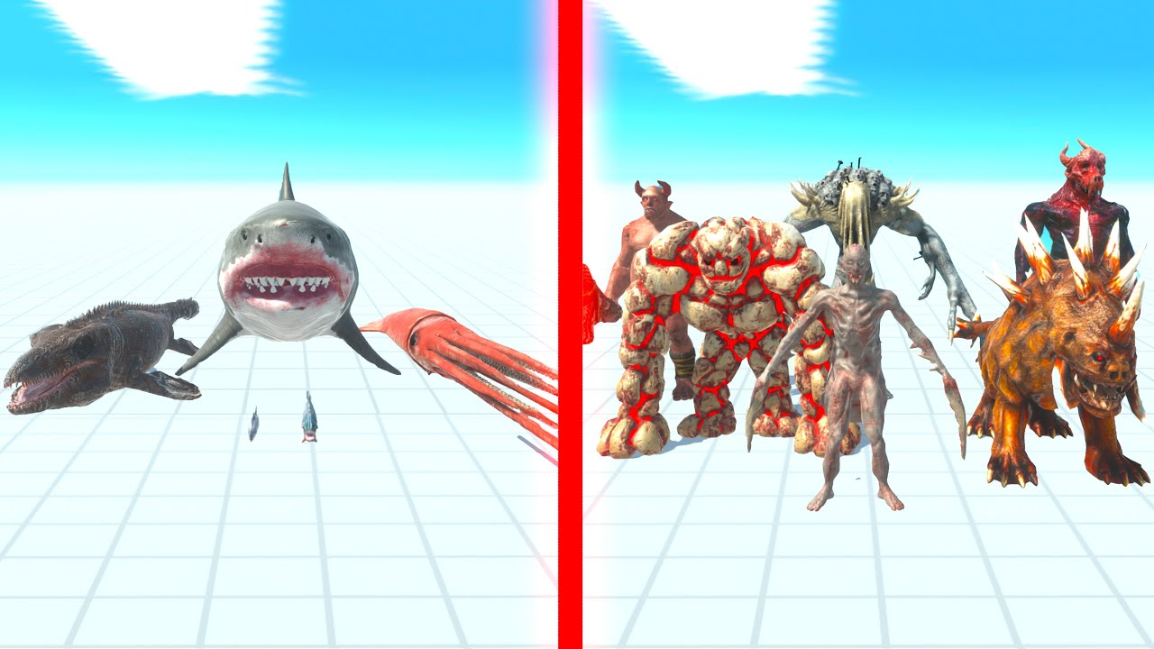AQUATICS Team vs INFERNALS Team - Animal Revolt Battle Simulator ARBS