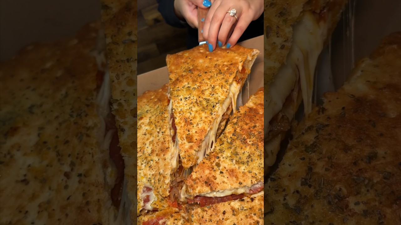 The STUFFED MEAT-LOVERS PIZZA from Knapp St Pizza in Sheepshead Bay, Brooklyn NYC! 🍕🔥#DEVOURPOWER