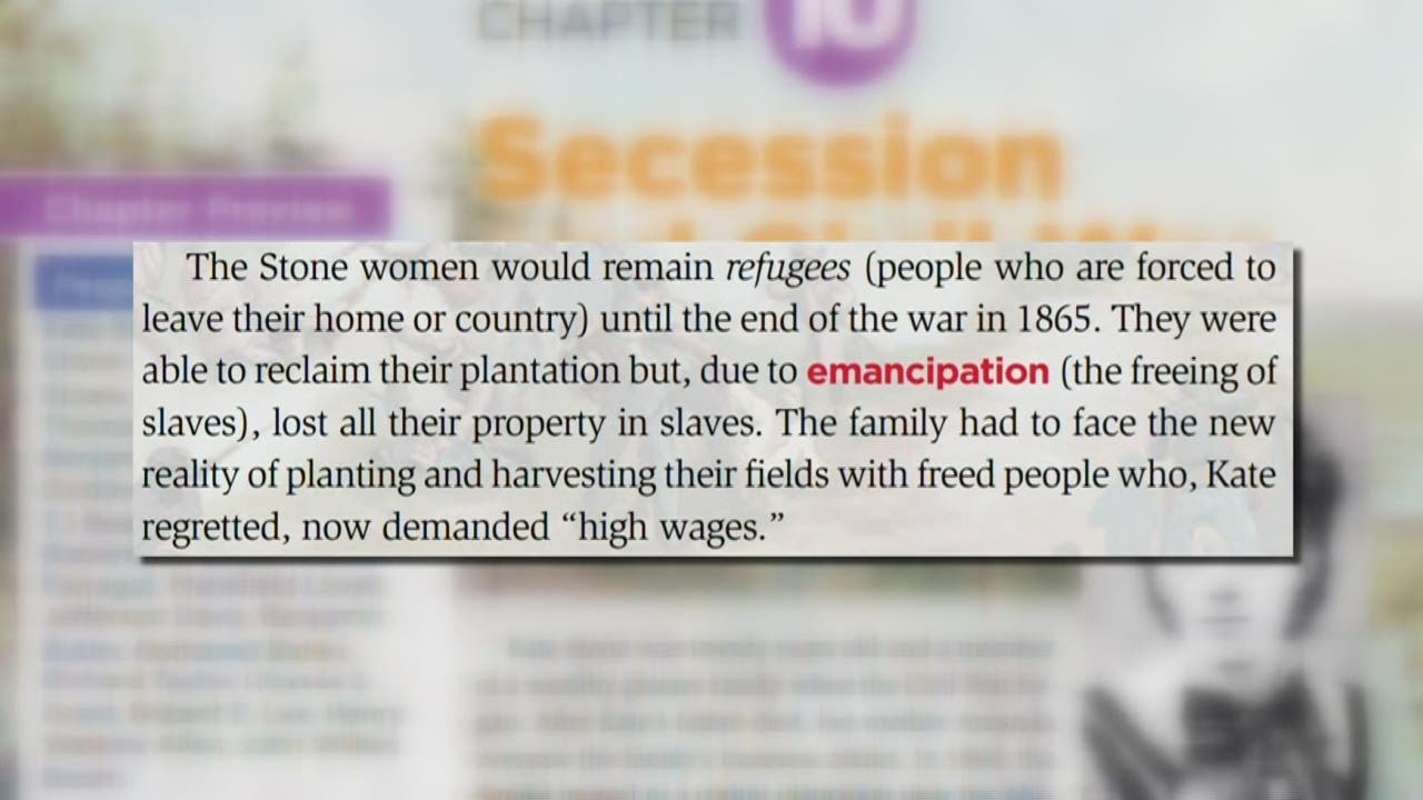 Louisiana history text book under fire for only giving white, slave owner perspective on Civil War