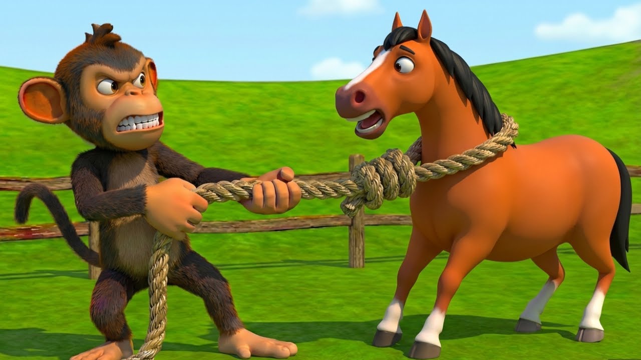 Oh No! 😱 3 Naughty Monkeys Steal Horse 🐴, Milk 🥛 & Eggs | Police Helicopter 🚁#oldmacdonald