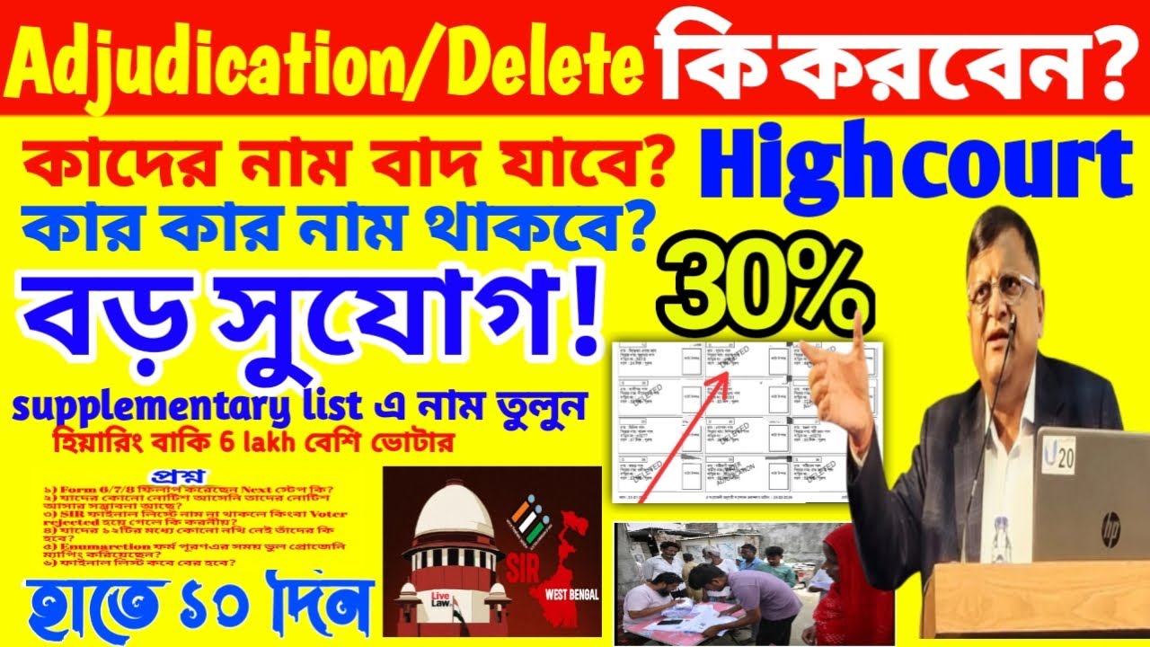 SIR under adjudication 🚨 কাদের নাম থাকবে? কাদের নাম বাদ যাবে? বাদ গেলে কীভাবে আবার আবেদন করবেন!