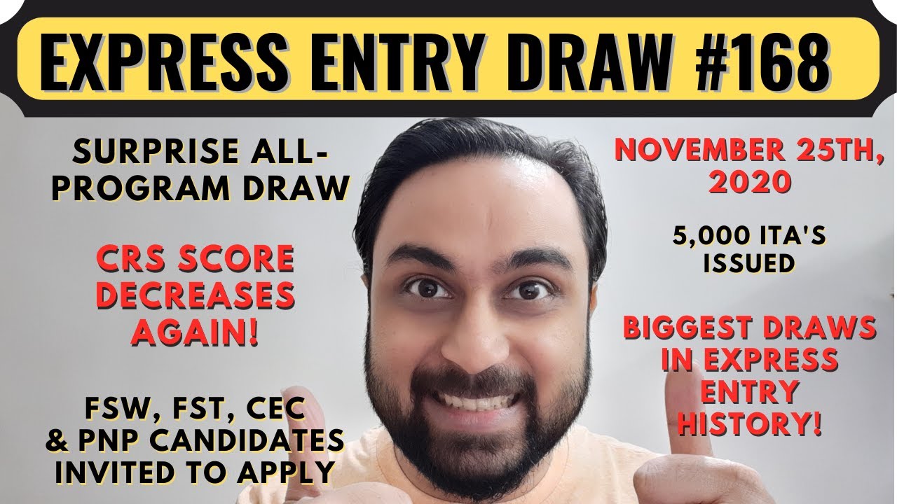 Express Entry Draw #168 For Canada PR | Canada PR Draw | Canada PR Process