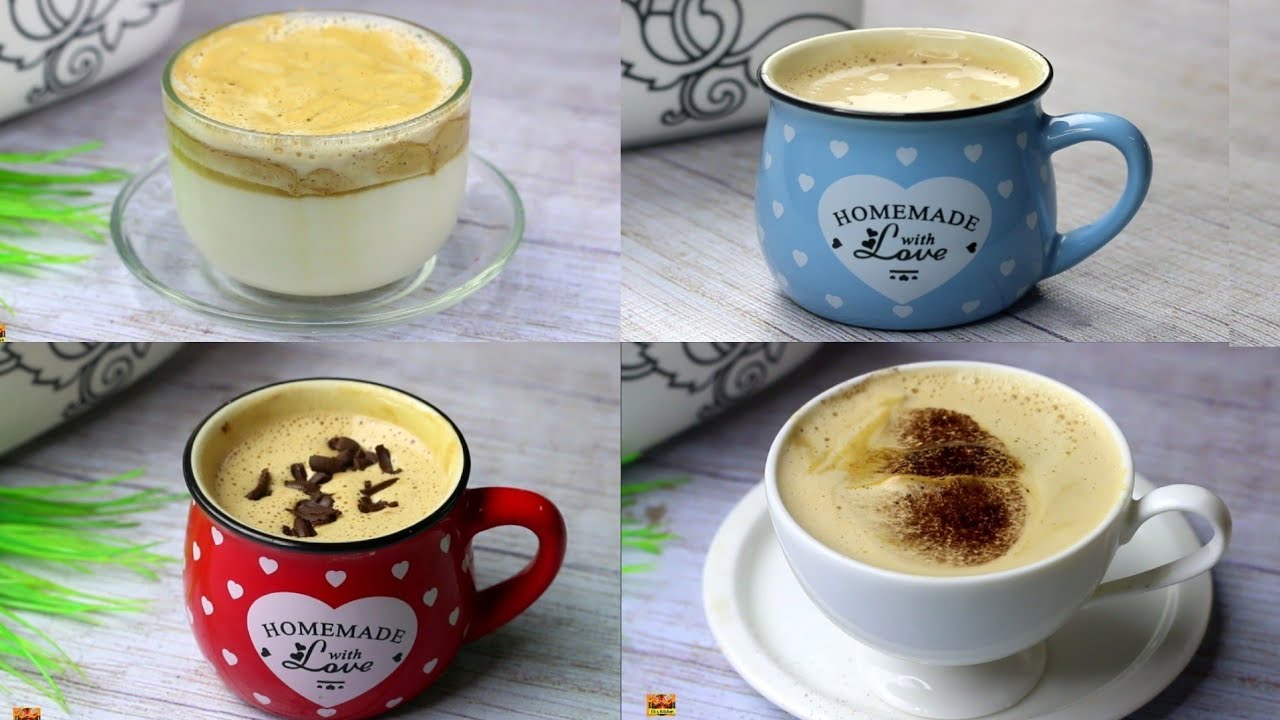 ৪ স্বাদের কফি রেসিপি|Coffee 4easy ways|chocolate coffee/Cha coffee/Dalgona coffee/cappuccino Coffee