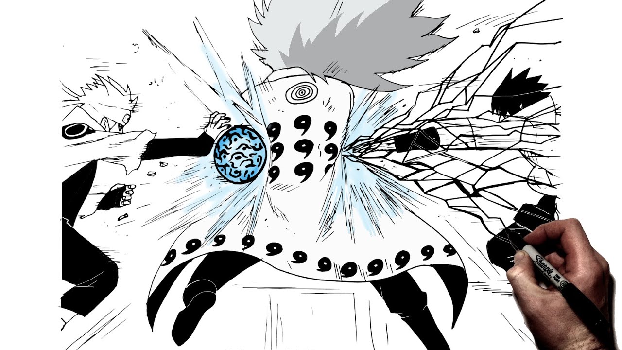 How To Draw Naruto & Sasuke vs Madara | Step By Step | Naruto