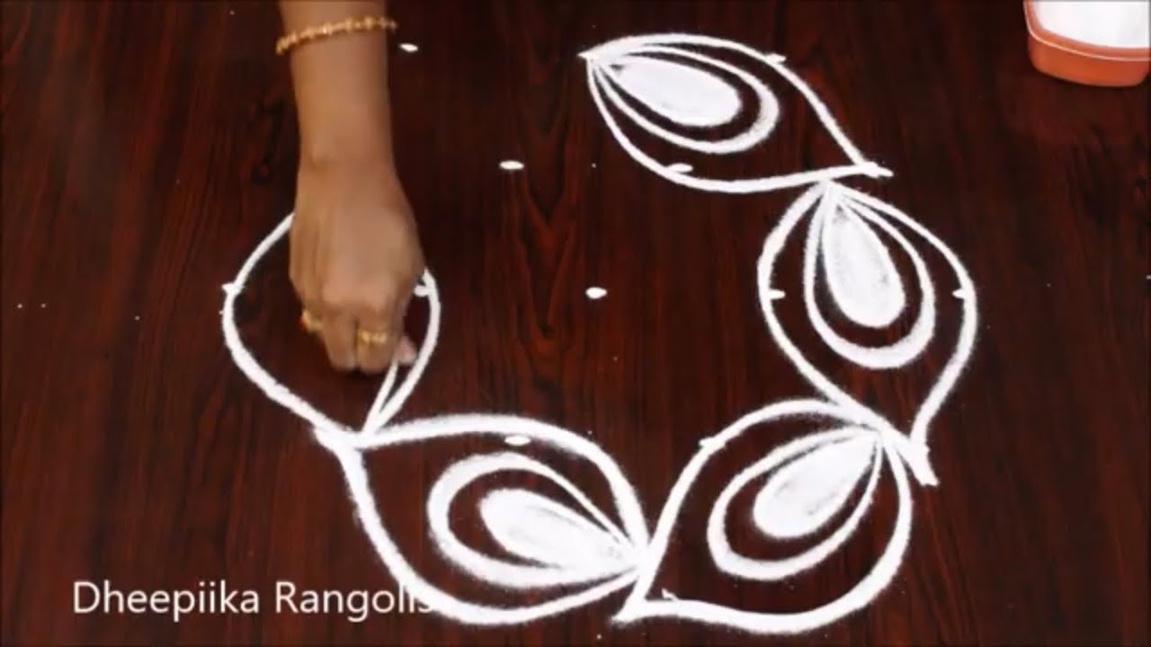 2 easy small muggulu design - peacock Kolam - Latest Rangoli Design