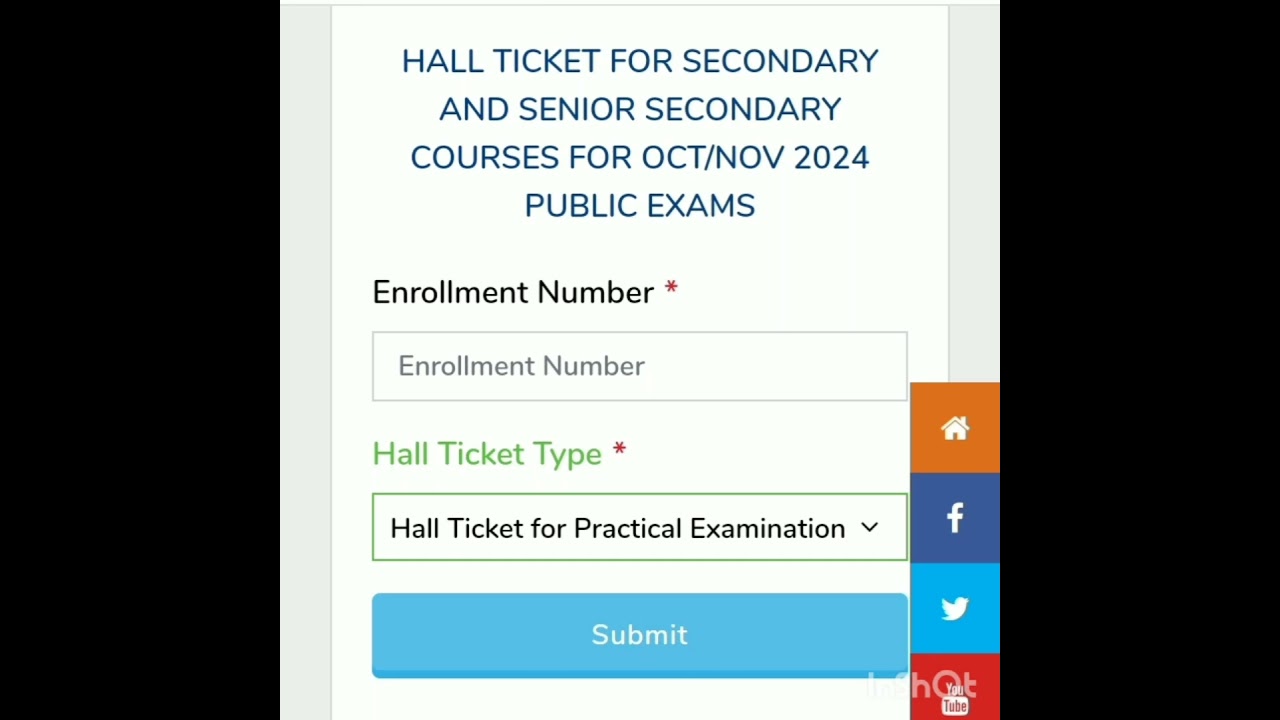 NIOS released the Practical Hall Ticket for Oct/Nov 2024. #boardexam #nios10thpractical #nios12th