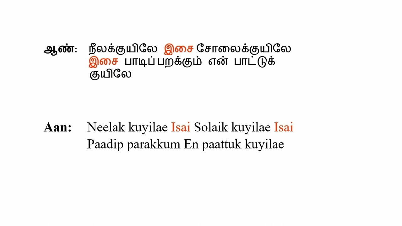 Neelakkuyile Solaikkuyile Paadi Parakkum En Karaoke