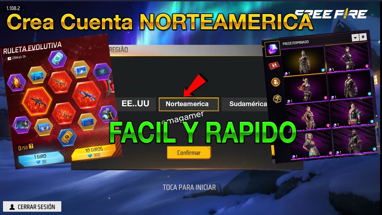 Facil Cómo Cambiar Crear una Cuenta Región Norteamerica Sudamérica EU free fire rapido actualizacion