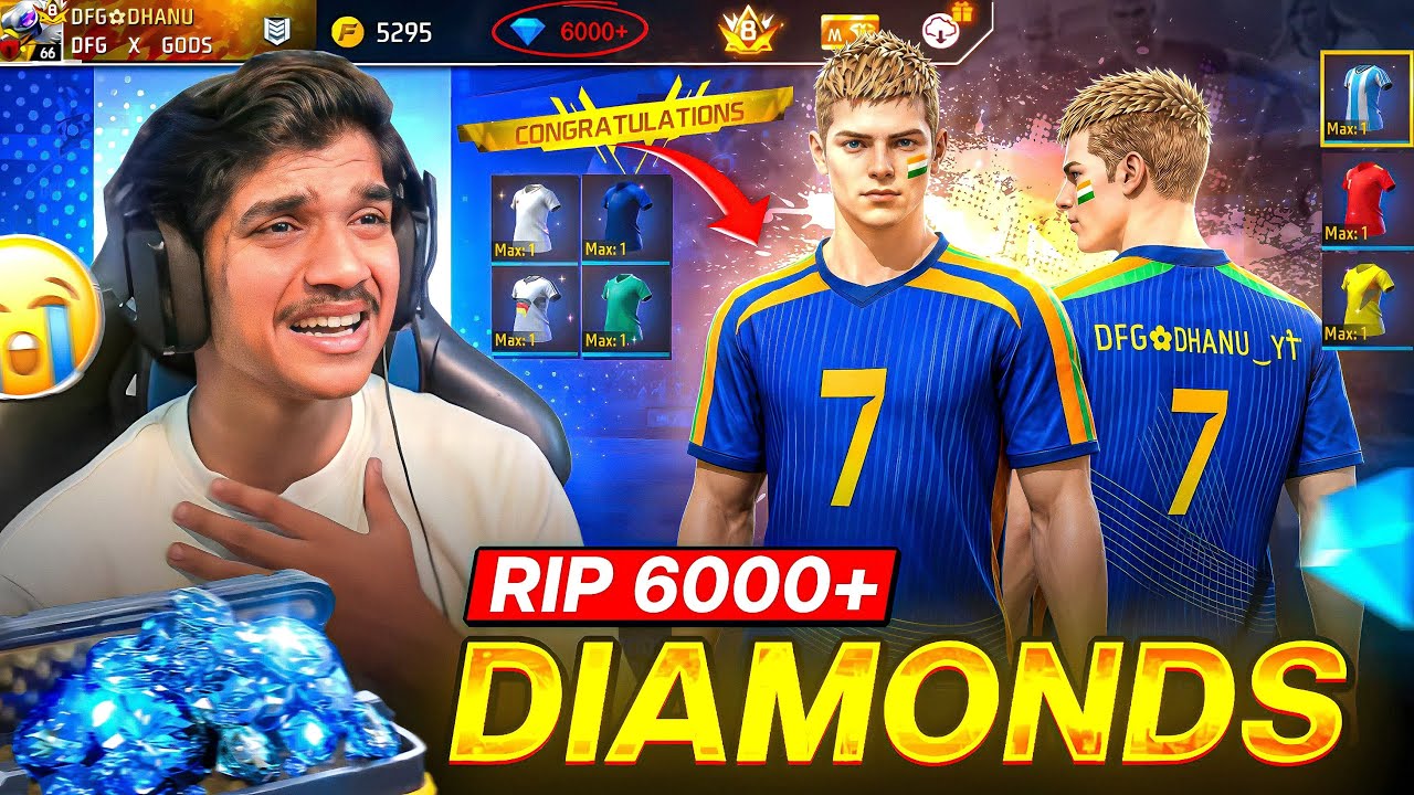 SPINNING ALL JERSEYS 🔥😱 | I LOST 5000+ DIAMONDS 💎 | FREE FIRE TELUGU #dfg #freefire