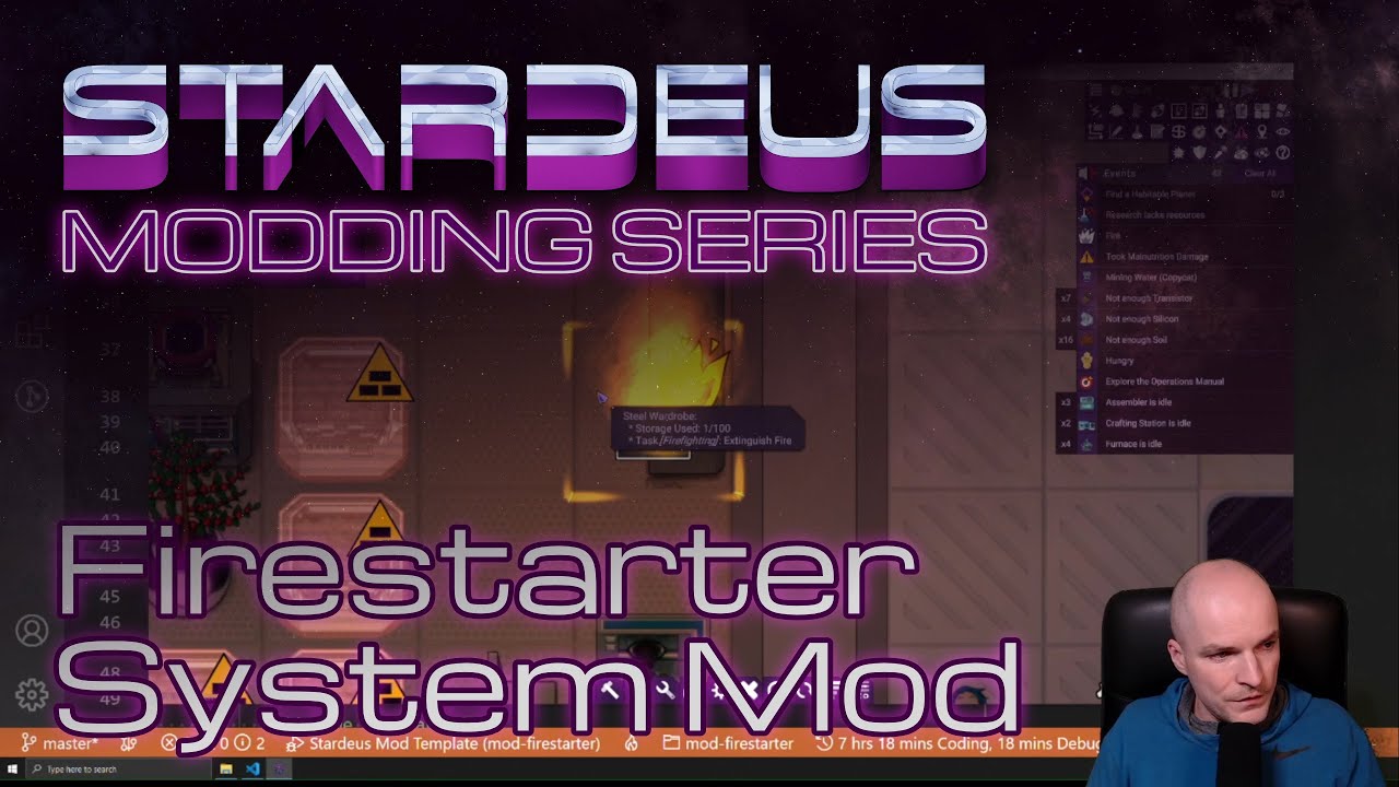 Stardeus Modding: Firestarter System Mod in C#