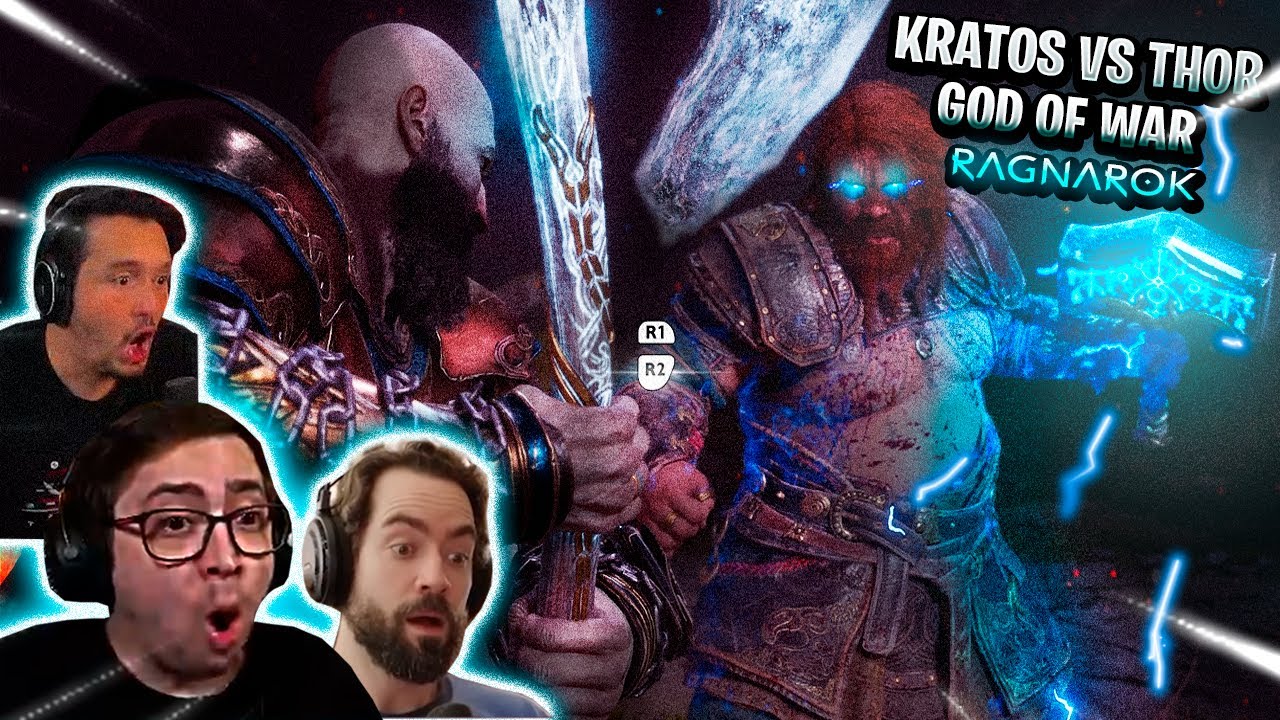 A BATALHA ENTRE DEUSES - STREAMERS REAGINDO A LUTA FINAL THOR VS KRATOS GOD OF WAR RAGNAROK