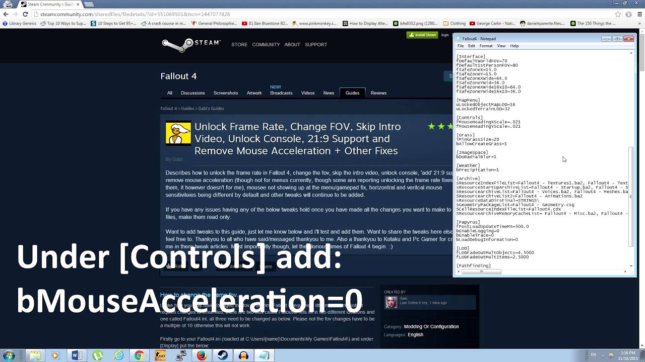 Fallout 4 PC Fixes - How Fix Mouse Acceleration, Sensitivity, and FOV