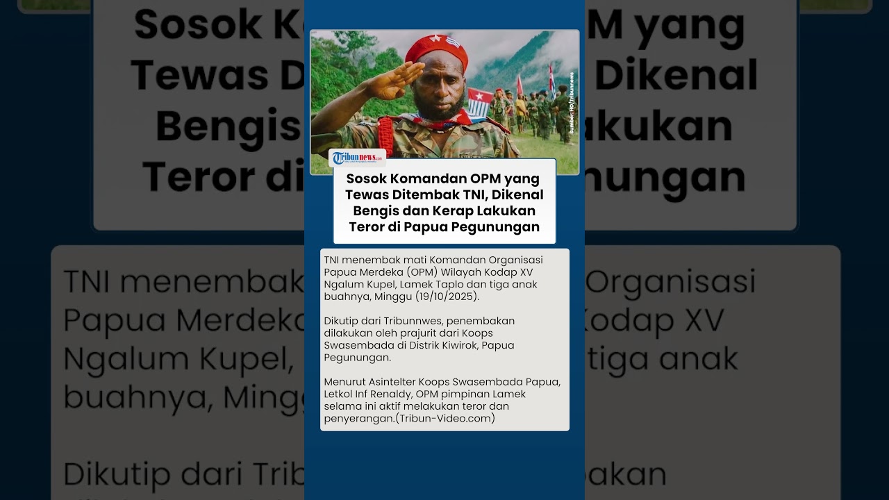 Sosok Lamek Taplo, Komandan OPM yang Tewas Ditembak TNI di Distrik Kiwirok Papua Pegunungan