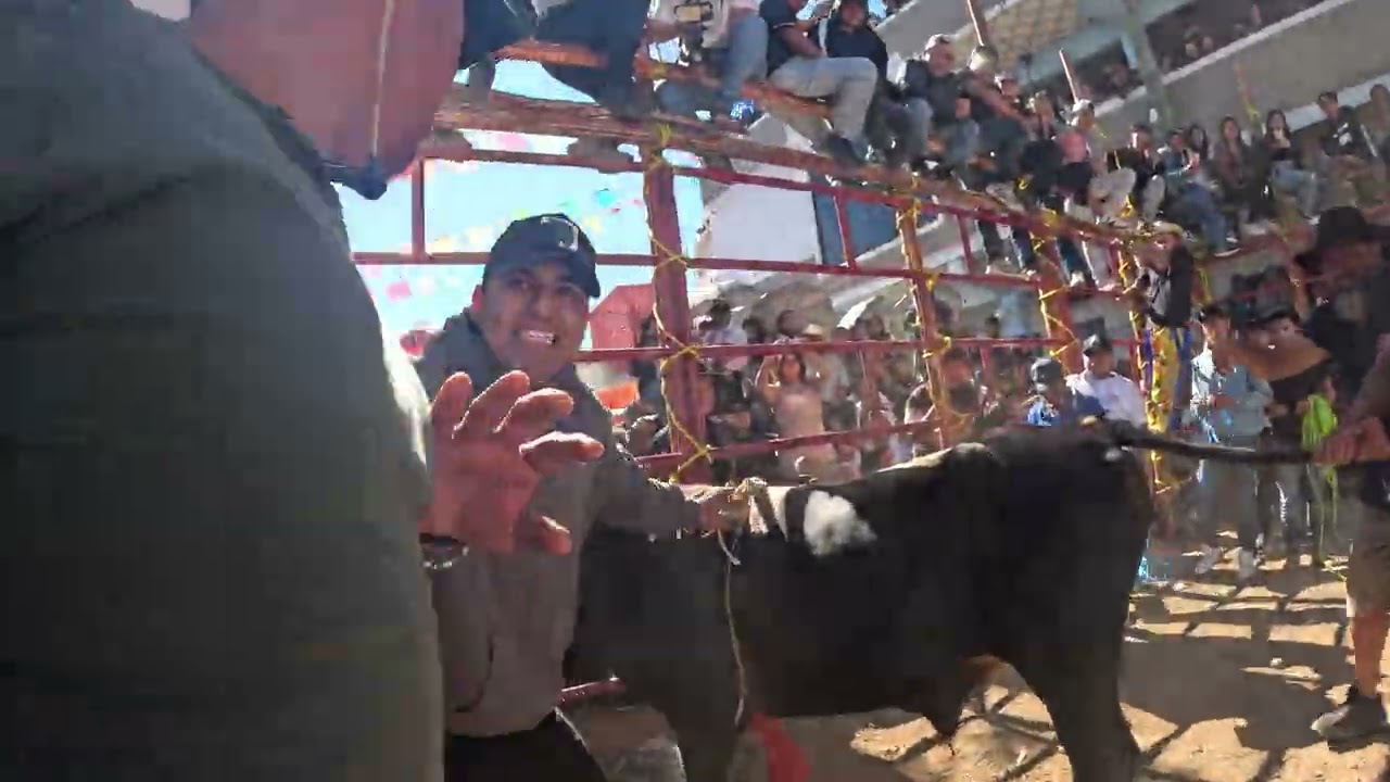 San Pedro Cajonos 2026, primera monta de la payasa, para iniciar con el jaripeo. #gopro 