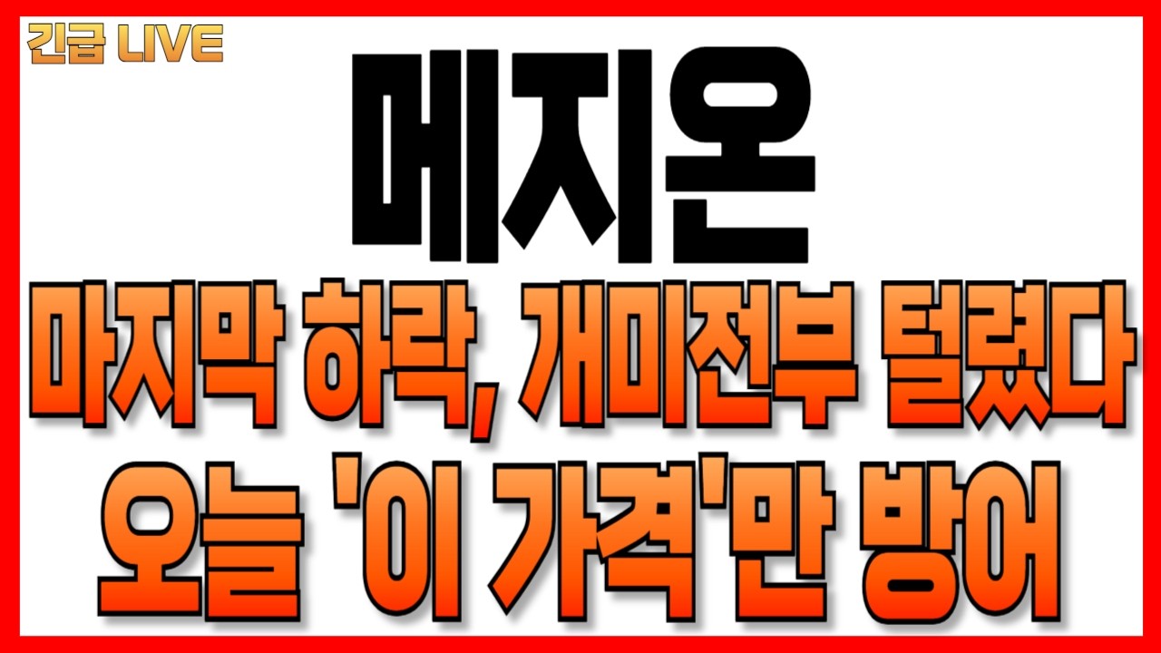 [메지온] 오늘 마지막 하락, 개미전부 털렸습니다!! '이 가격'만 지키자