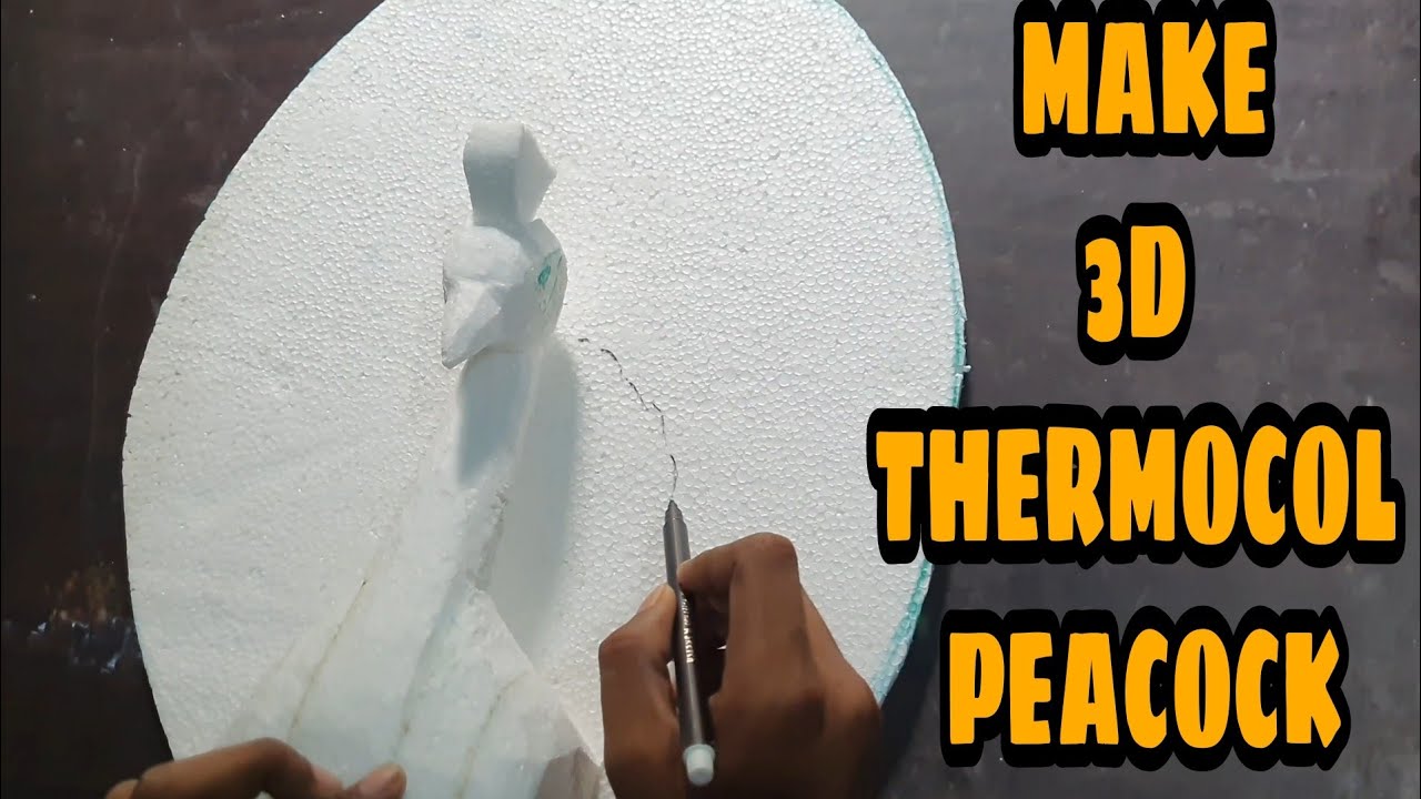 Thermocol 3D Peacock carving and Painting
